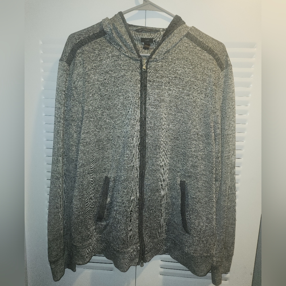 John Varvatos USA Hoodie Mens Large Grey Full Zip Sweatshirt Jacket Performance
